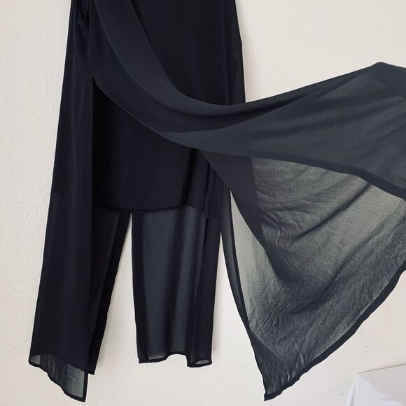 NWT Torrid Tunic Top Women 1X Black Sleeveless Chiffon Long Split Sheer Flowy - Picture 5 of 14
